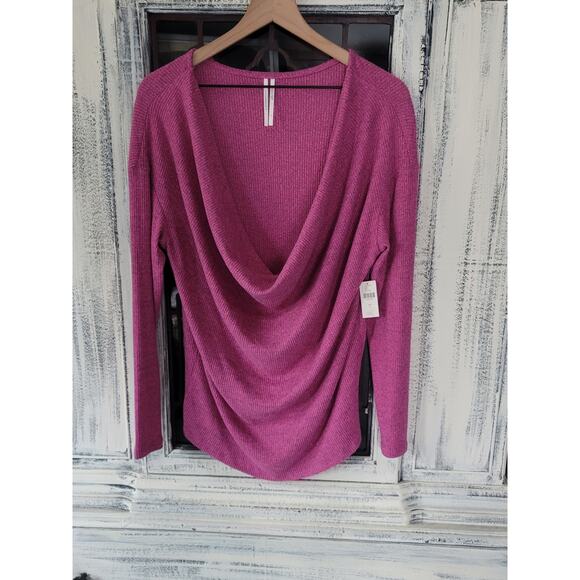 NEW Anthropologie Cozy Pink Draped Cowl Neck Top - Large - Picture 6 of 6